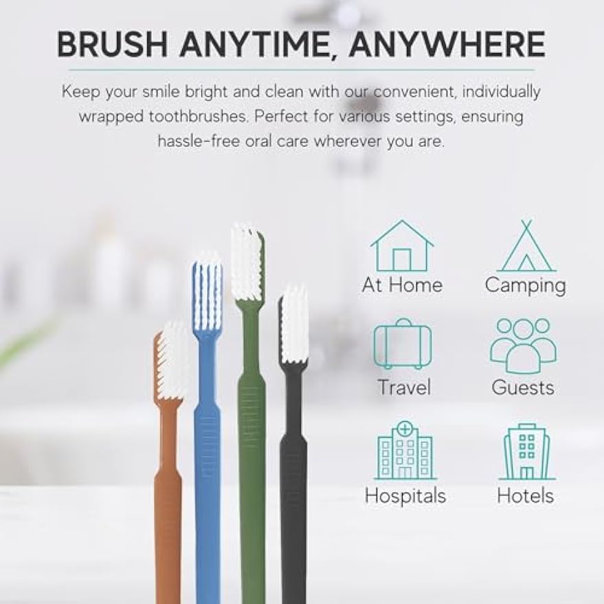 Avistar 40 Prepasted Disposable Toothbrushes Individually Wrapped - Single Use Pre Pasted Disposable Toothbrushes with Toothpaste Built in - Waterless Toothbrush for Travel, Guests, Hotel, & Camping