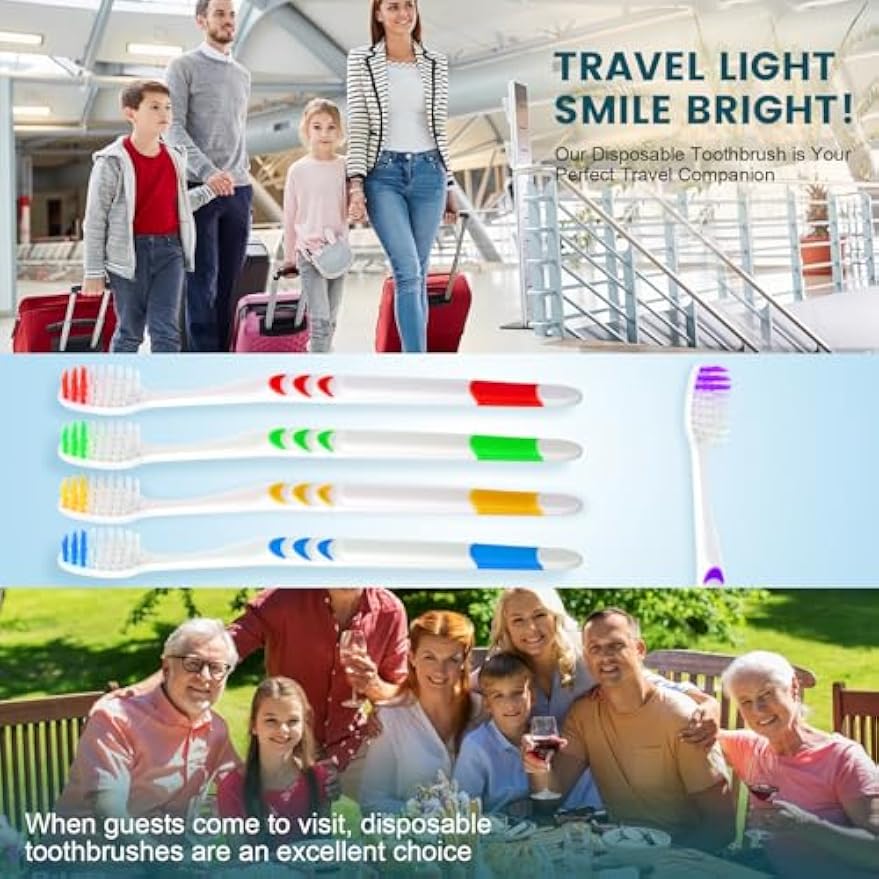 600 PCS Premium Individually Wrapped Bulk Toothbrush, Disposable Toothbrush | Medium Soft Bristle Toothbrushes, Kids Toothbrushes, Ergonomics Handle, Perfect for Travel Hotel Donation