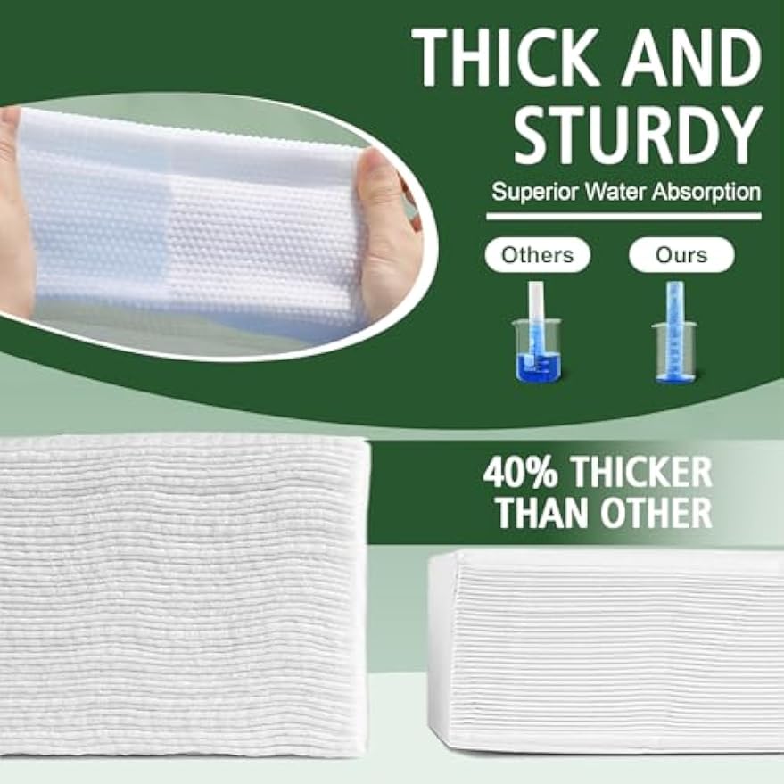 Disposable Face Towels 100 Count, Biodegradable Ultra Soft & Thick Facial Towels for Sensitive Skin, Lint-Free Makeup Remover Dry Wipes, Multi-Purpose Cleansing Towelettes for Face Wipes, Skincare