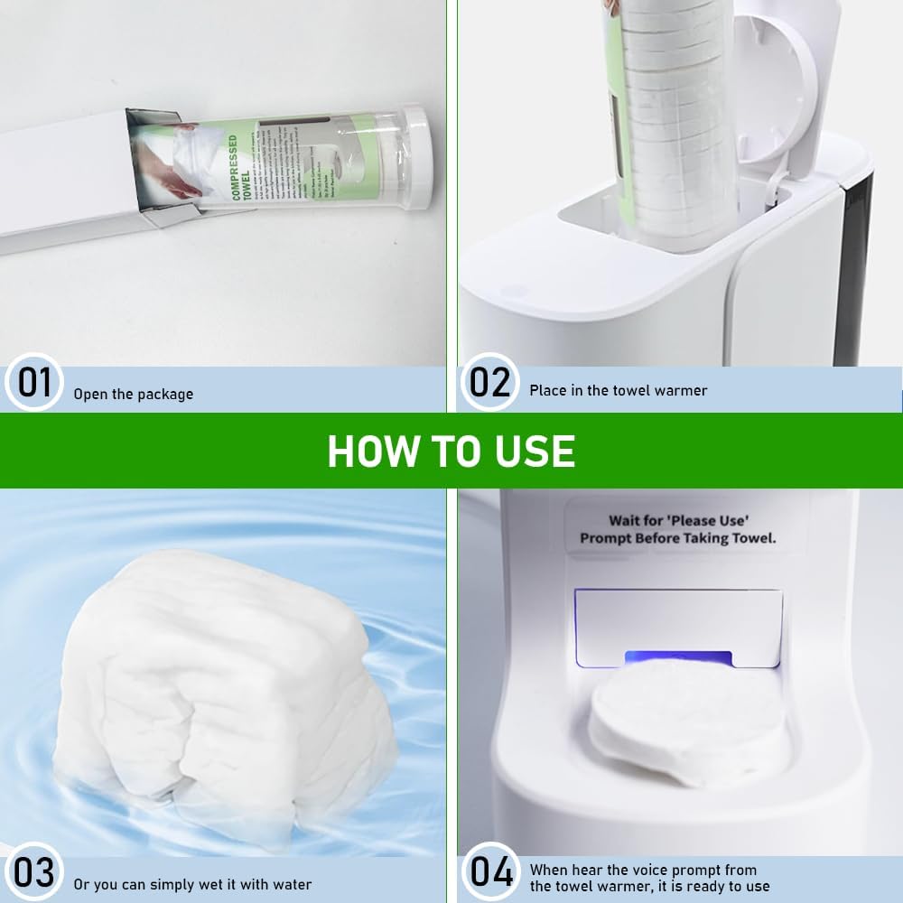 Towel Refills for Hot Face Towel Heater Machine, 60 Pcs Disposable Compressed Face Towels for Smart Towel Warmer, 3 Buckets, 20 Pcs Per Bucket