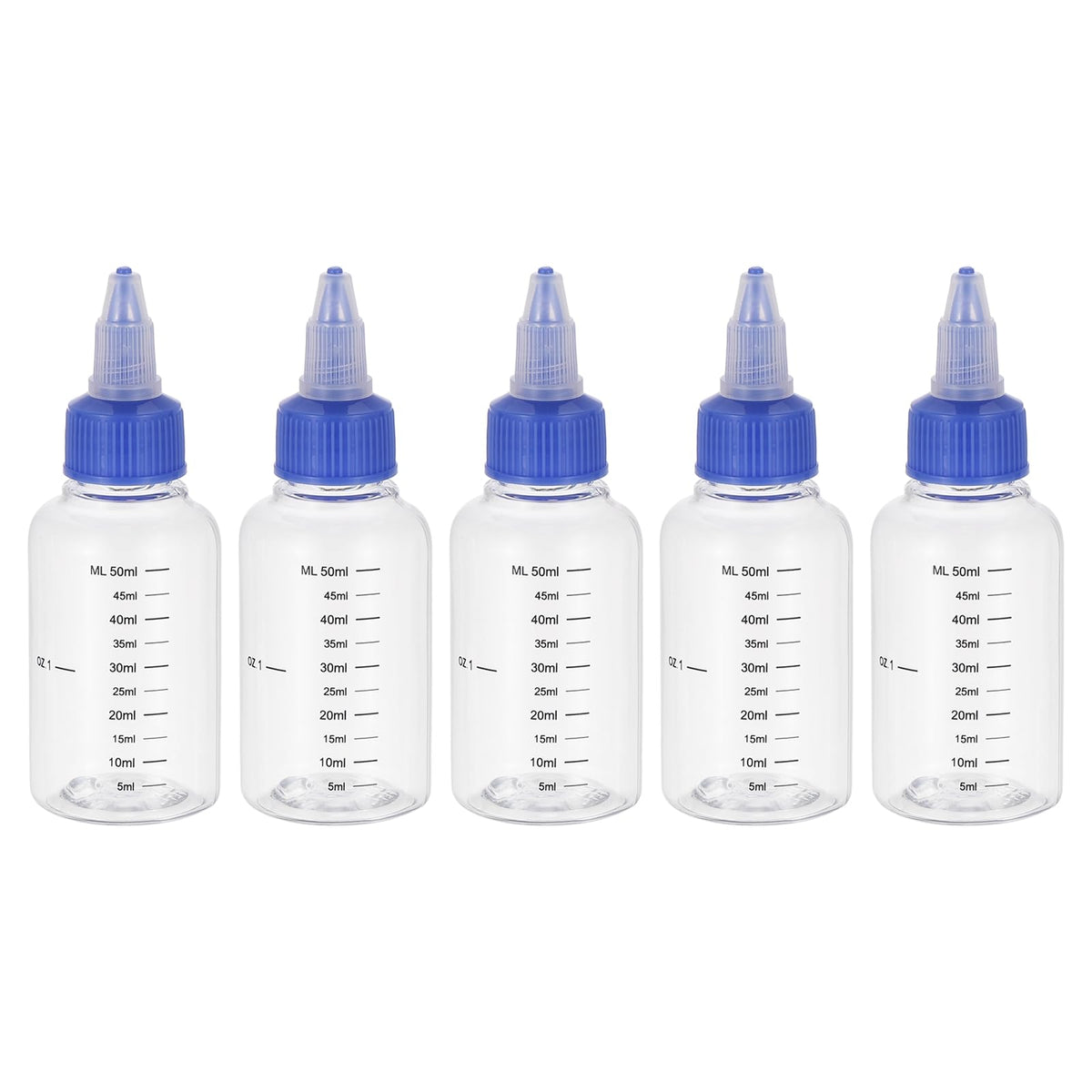 PATIKIL 1oz(30ml) Plastic Dispensing Bottle, 5Pcs Squeeze Graduated Empty Bottles with Black Twist Cap for Liquids, Inks, Oils, Sauces, Arts and Crafts, Transparent