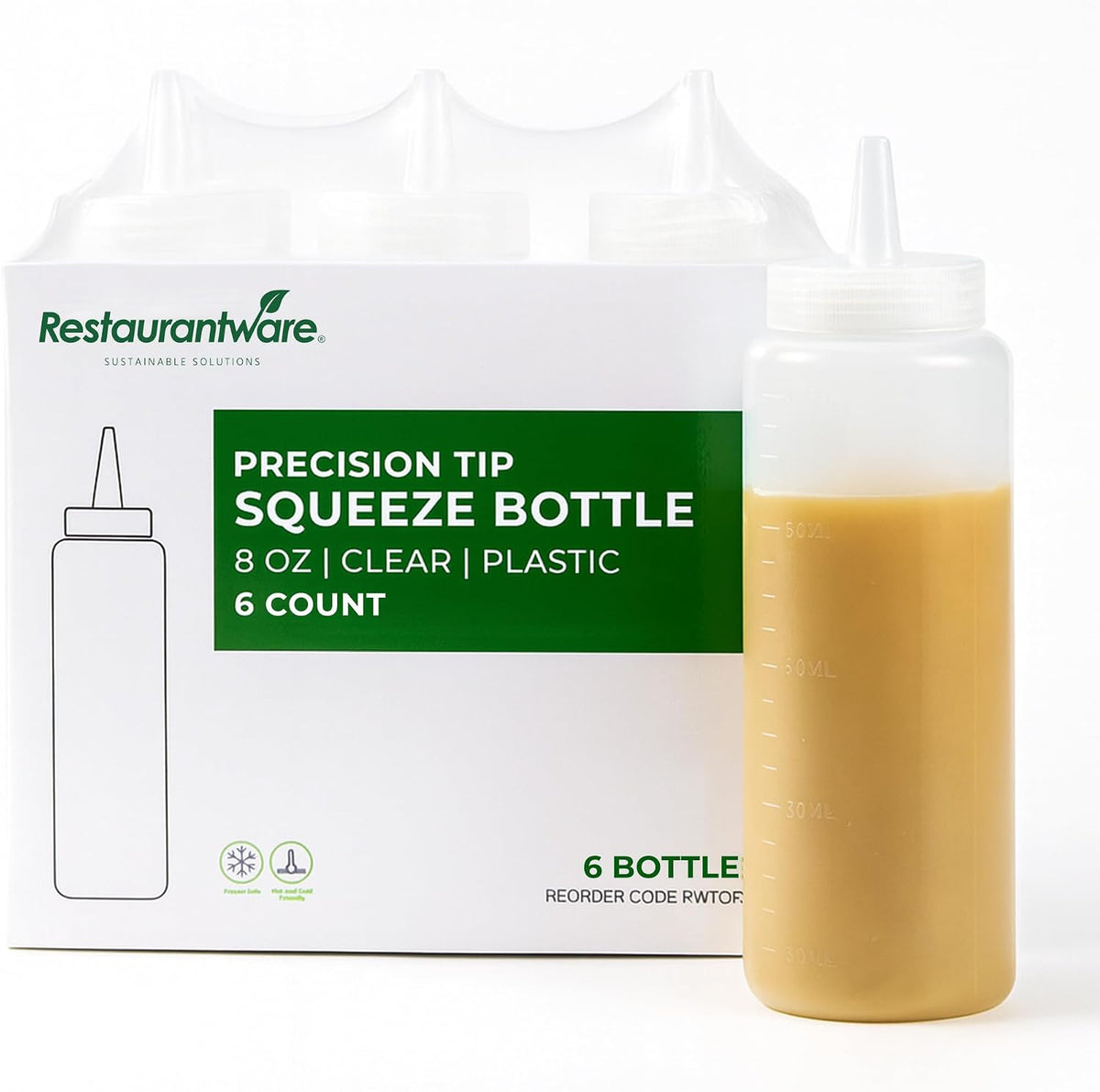 Restaurantware-8 Ounce Condiment Squeeze Bottle, 1 With Lid Plastic Squeeze Bottle - Precison Dispensing Tip, Flexible, Clear Plastic Squeeze Bottle For Sauces, For Sauces, Spreads, Or Condiments,
