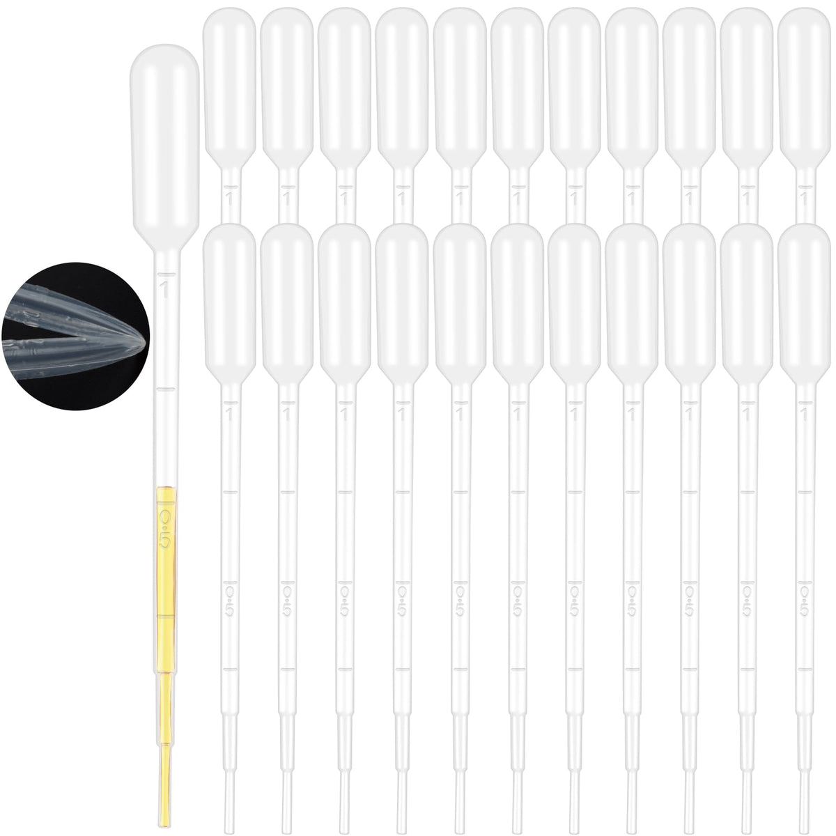 moveland 25PCS 3ML Plastic Dropper Pipettes for Essential Oils, Home Use | Calibrated Clear Scale, Soft & Flexible, Food-Grade Plastic, Disposable, No Cross-Contamination for Science Class, Lab, DIY