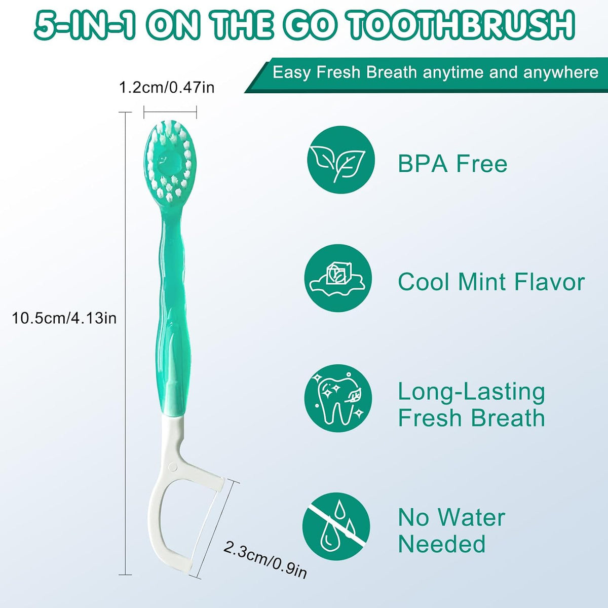 Mini Dispoasble Toothbrush with Toothpaste&Toothpick-24 Packs | Prepasted Travel Toothbrush - Fluoride Free, No Rinsing,5-in-1 with Floss Pick Tongue Cleaner for Braces Travel Camping
