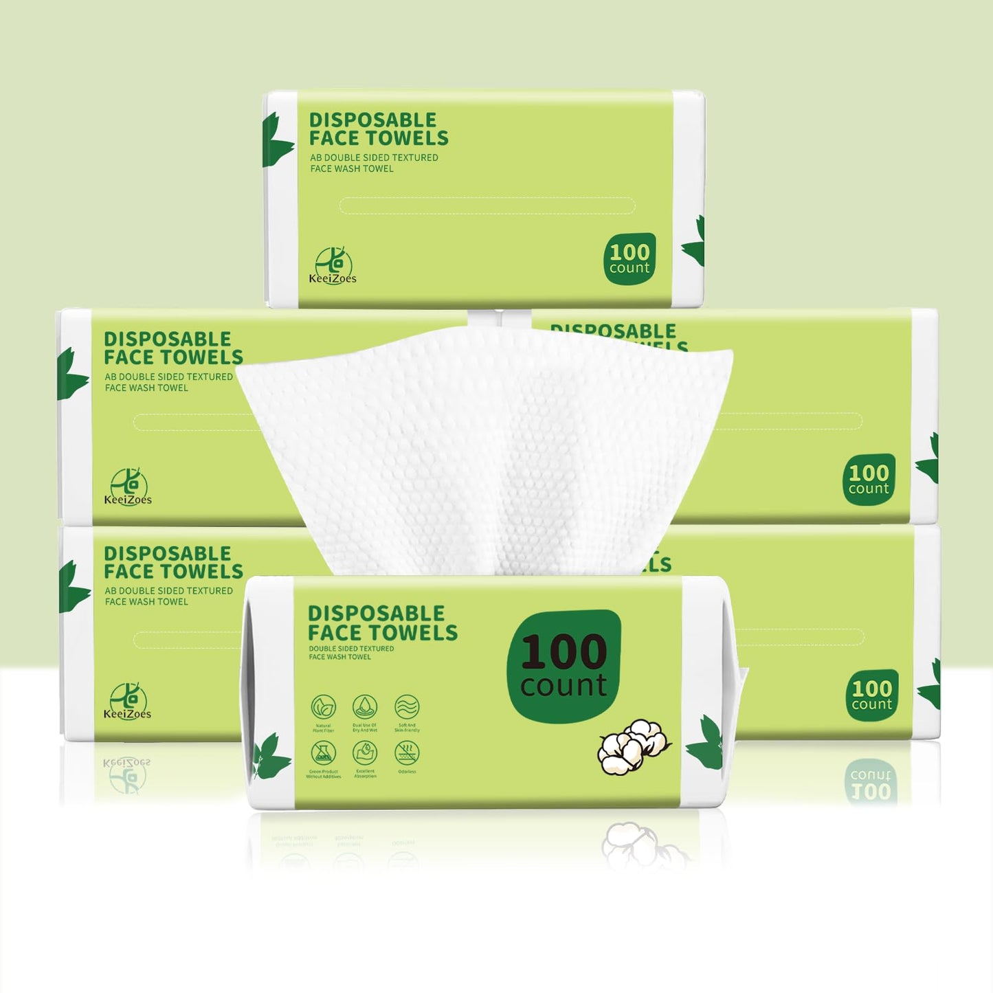 Disposable Face Towels 300 Count, Biodegradable Ultra Soft & Thick Facial Towels for Sensitive Skin, Lint-Free Makeup Remover Dry Wipes, Multi-Purpose Cleansing Towelettes for Face Wipes, Skincare
