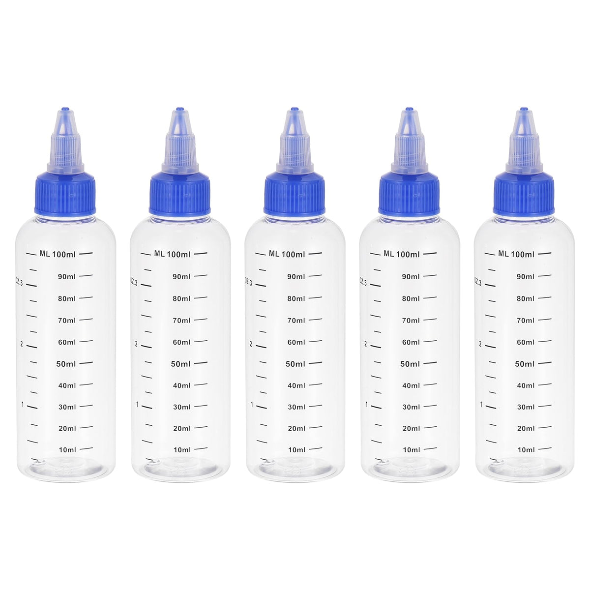 PATIKIL 1oz(30ml) Plastic Dispensing Bottle, 5Pcs Squeeze Graduated Empty Bottles with Black Twist Cap for Liquids, Inks, Oils, Sauces, Arts and Crafts, Transparent