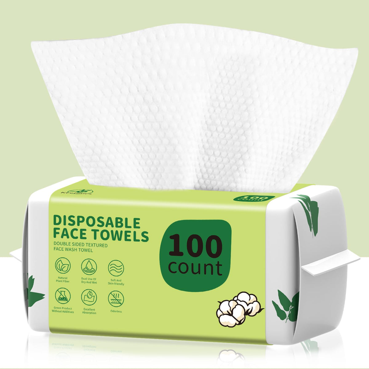 Disposable Face Towels 300 Count, Biodegradable Ultra Soft & Thick Facial Towels for Sensitive Skin, Lint-Free Makeup Remover Dry Wipes, Multi-Purpose Cleansing Towelettes for Face Wipes, Skincare