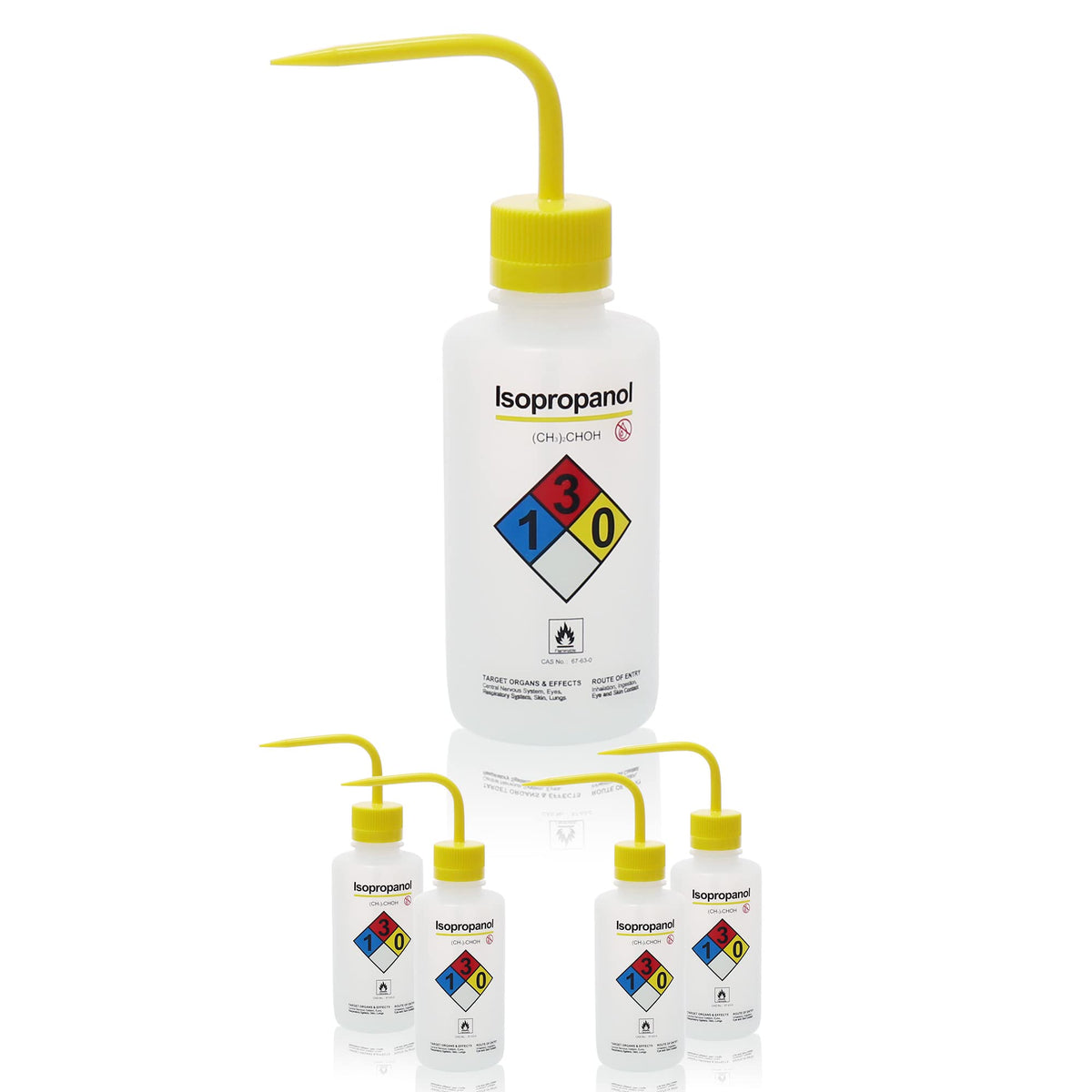 4pcs of Isopropanol Wash Bottles, Vol.500ml (17oz), Narrow Mouth, Self-Venting Safety Wash Bottles, LDPE Material, IN-WBI500