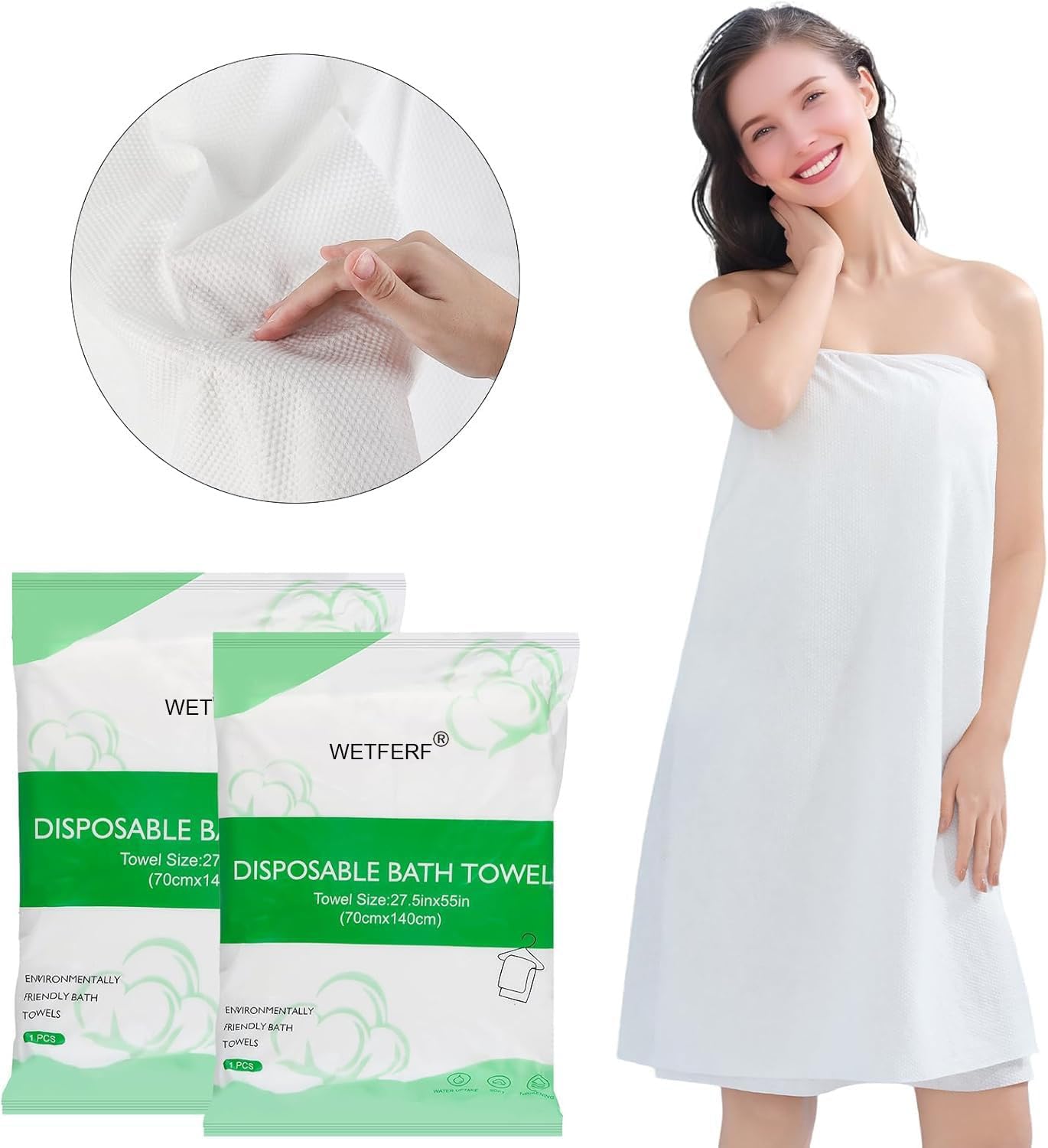 5 Pack Disposable Bath Towels Large 55"x27.5" Thick for Travel