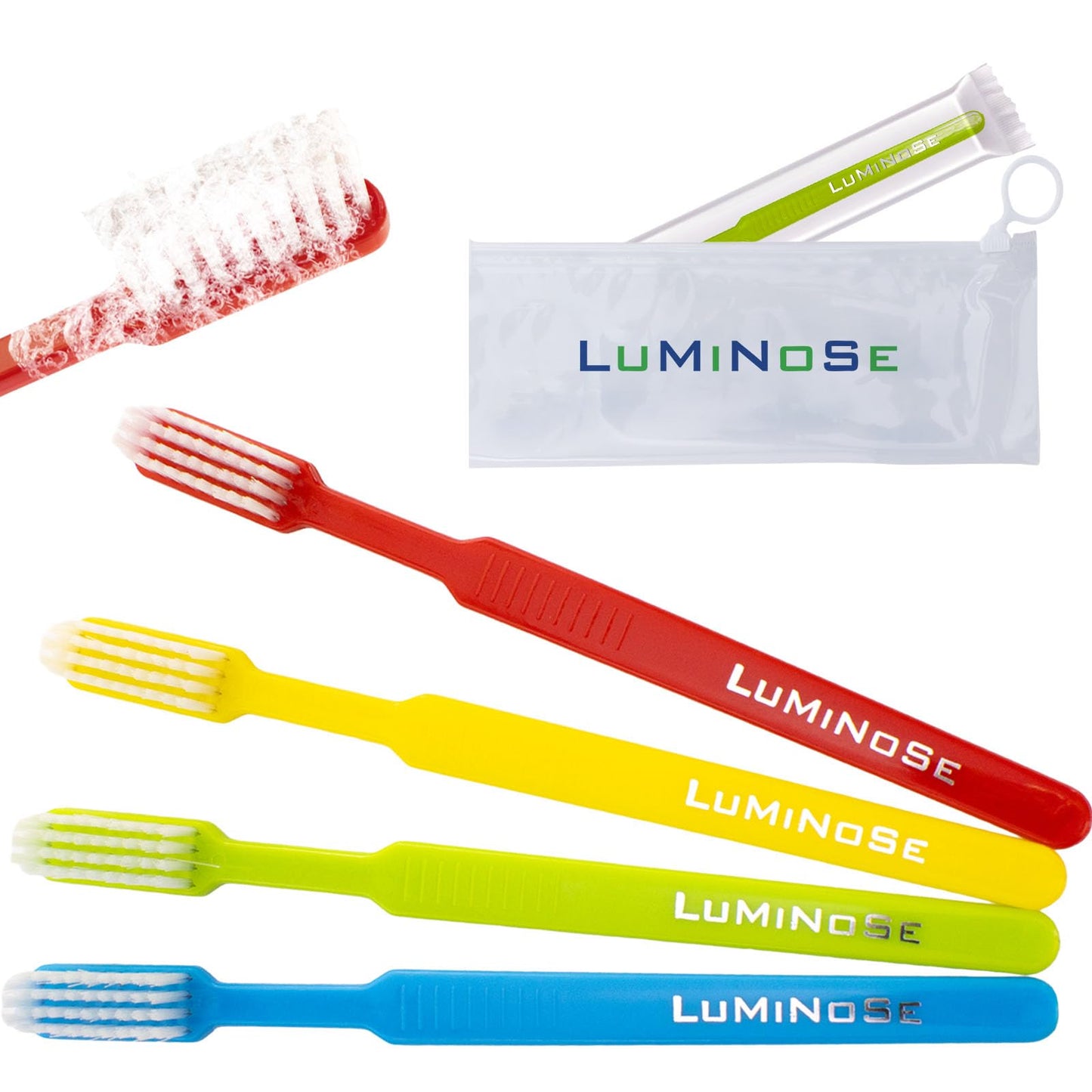 Omnia Disposable Pre-Pasted Toothbrushes | 100 Pcs Individually Wrapped Pre Pasted Toothbrush | Single Use Waterless Tooth Brush for Hotel, Camping, Homeless Gift | Multi Color