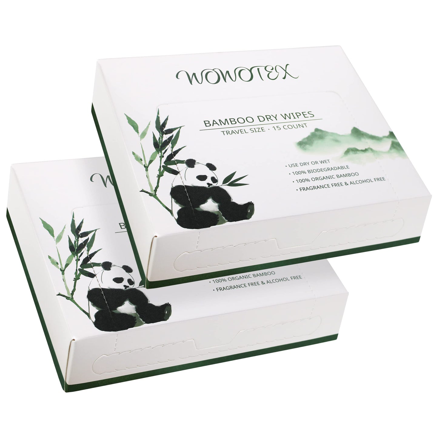 WOWOTEX Bamboo Rayon Disposable Face Towels for Sensitive Skin, Ultra Soft | 60 Count, 10"×12" Large Dry Wipes for Makeup Removal and Cleansing, Lint-free, Biodegradable, Extra Thick & Absorbent