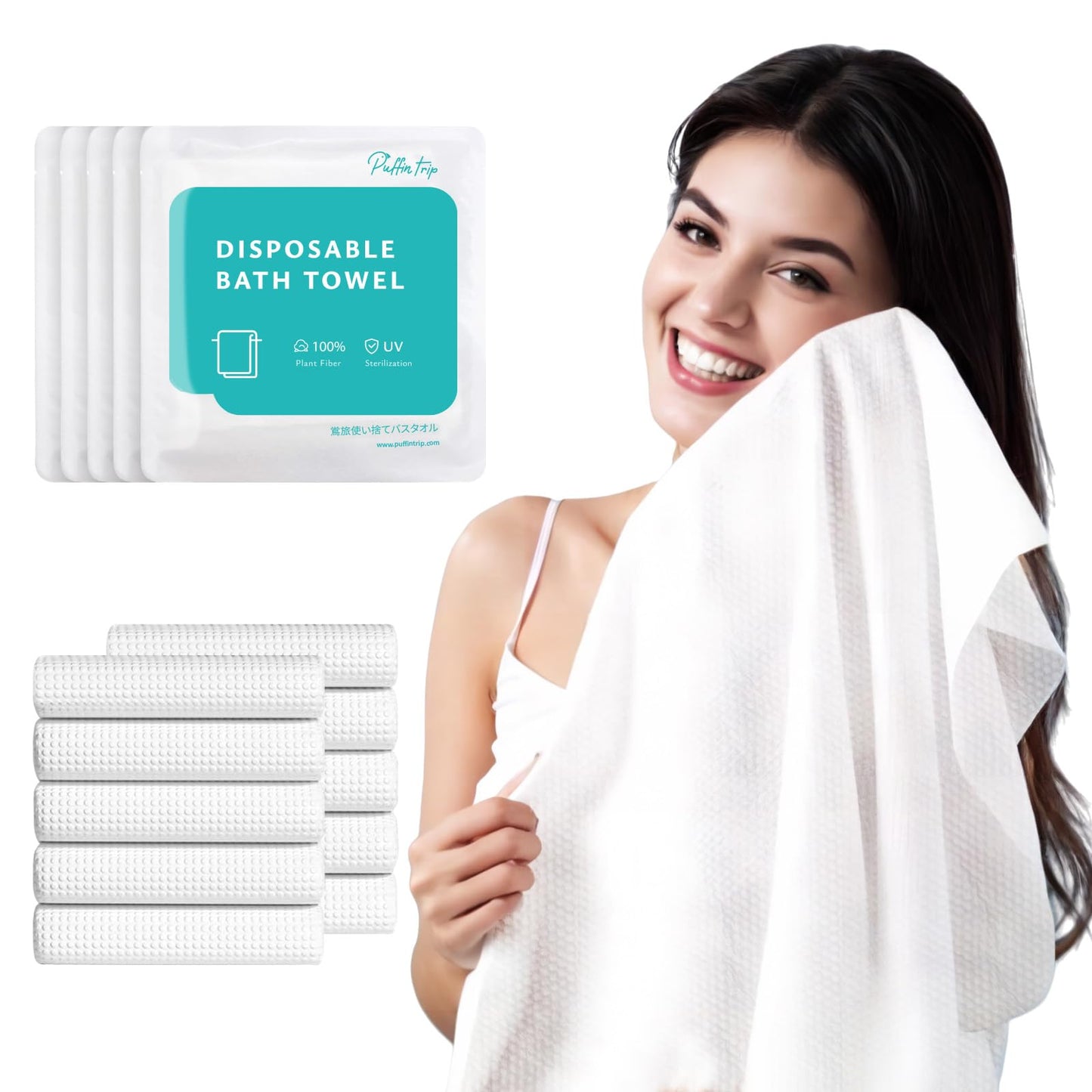 4 Pack Disposable Bath Towels 55''X27.5'’ Durable Portable Camping Towels | Large and thick individually vacuum packed for travel hotel business trip swimming pet towels sauna spa hot spring water play
