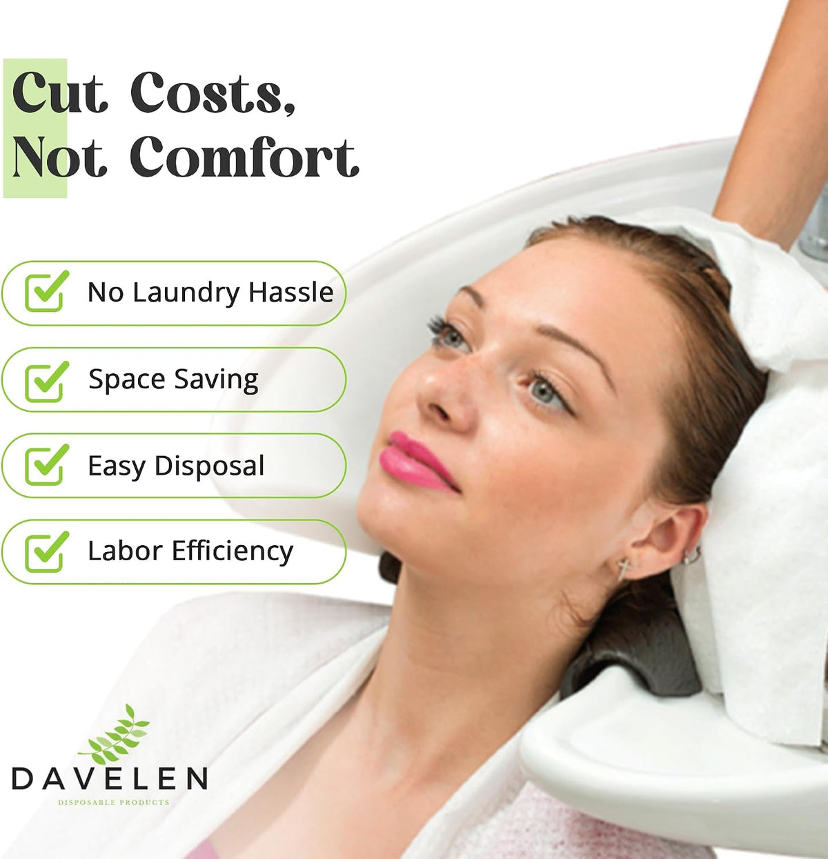 DAVELEN Disposable Large Luxury Towels (50-Count) Spa and Salon Quality Softness for Guests, Clients | Hair, Face, Body Use | Luxurious Comfort, Ecofriendly (050, 32x16 inches)