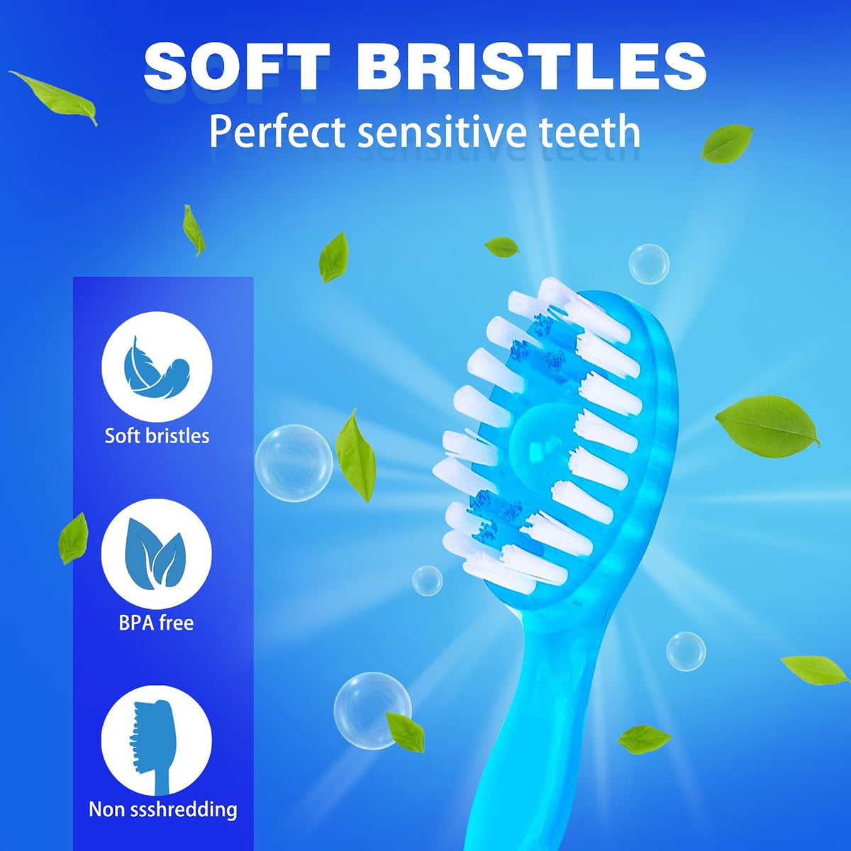 5 in 1 Mini Brushes-Disposable Toothbrushes with Toothpaste + Floss + Pick + Tongue Scraper | Travel Size | Individually Wrapped | Soft | Mint | Travel Set (Mint, 52pcs(2Pack))