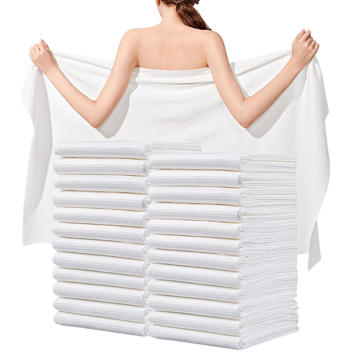Disposable Bath Towels, 10 Pack 55" x 27.5" Ultra Soft, Quick Dry Disposable Body Towels, Portable Travel Towel for Hotel Camping Beach Swimming Gym Sauna Spa, Personal Care Pet Towels