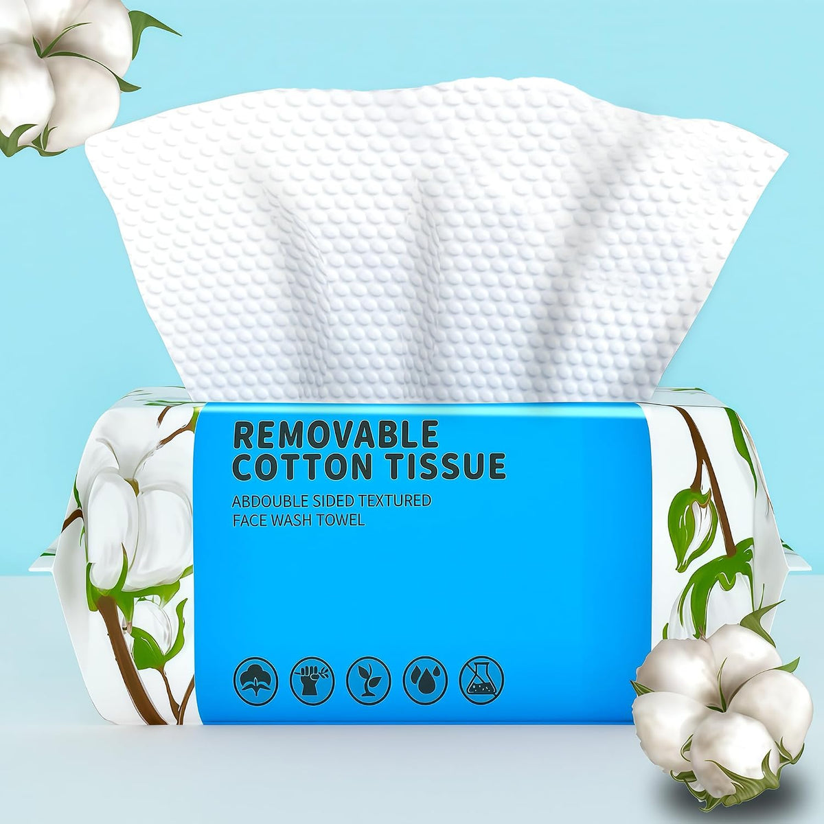 Disposable Face Towel 100 Count, Soft Cotton Clean Skin Face Towels, Dry Wipes Cotton Facial Towels Wash Cloths Tissue Thickened, Disposable Face Towelettes for Cleansing, Makeup Remover and Skincare
