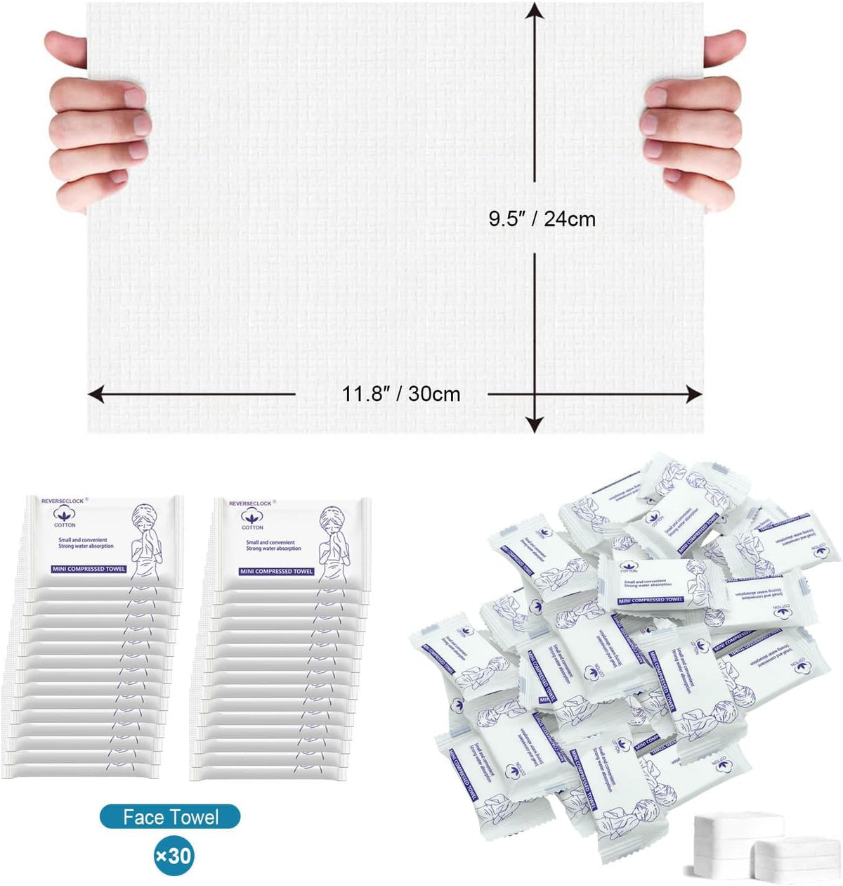 30 Pack Disposable Washcloths for Travel Compressed Towels Tablets | Portable Disposable Face Towel, Thick Reusable Travel Wash Cloth for Camping Hiking Outdoor Sports Beauty Salon Trip Hotel