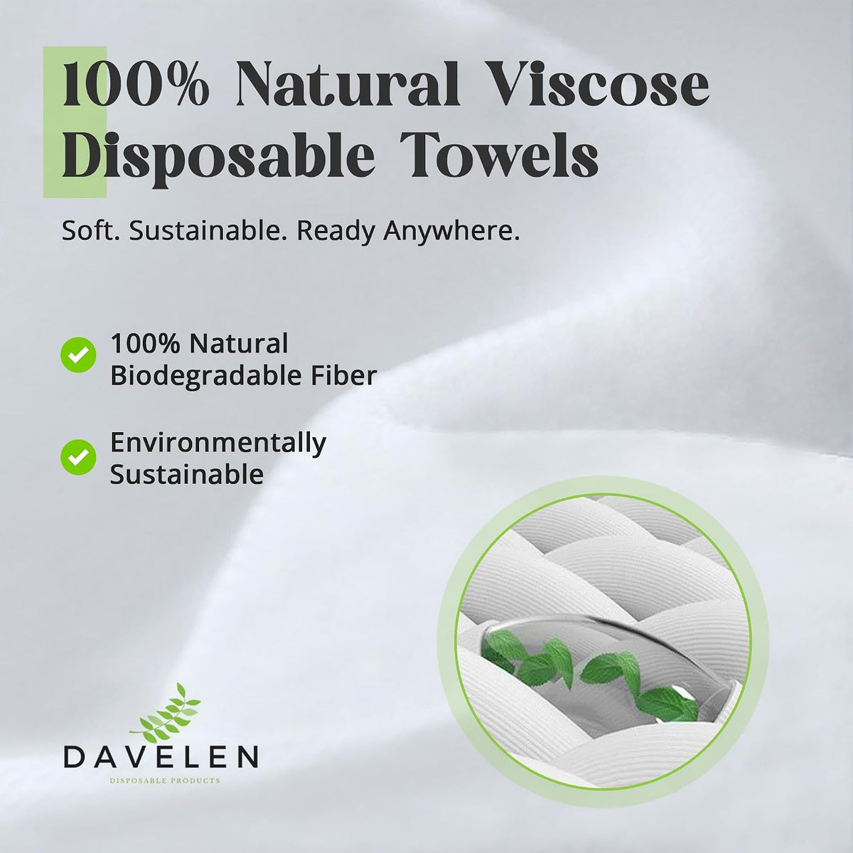 DAVELEN Disposable Large Luxury Towels (50-Count) Spa and Salon Quality Softness for Guests, Clients | Hair, Face, Body Use | Luxurious Comfort, Ecofriendly (050, 32x16 inches)