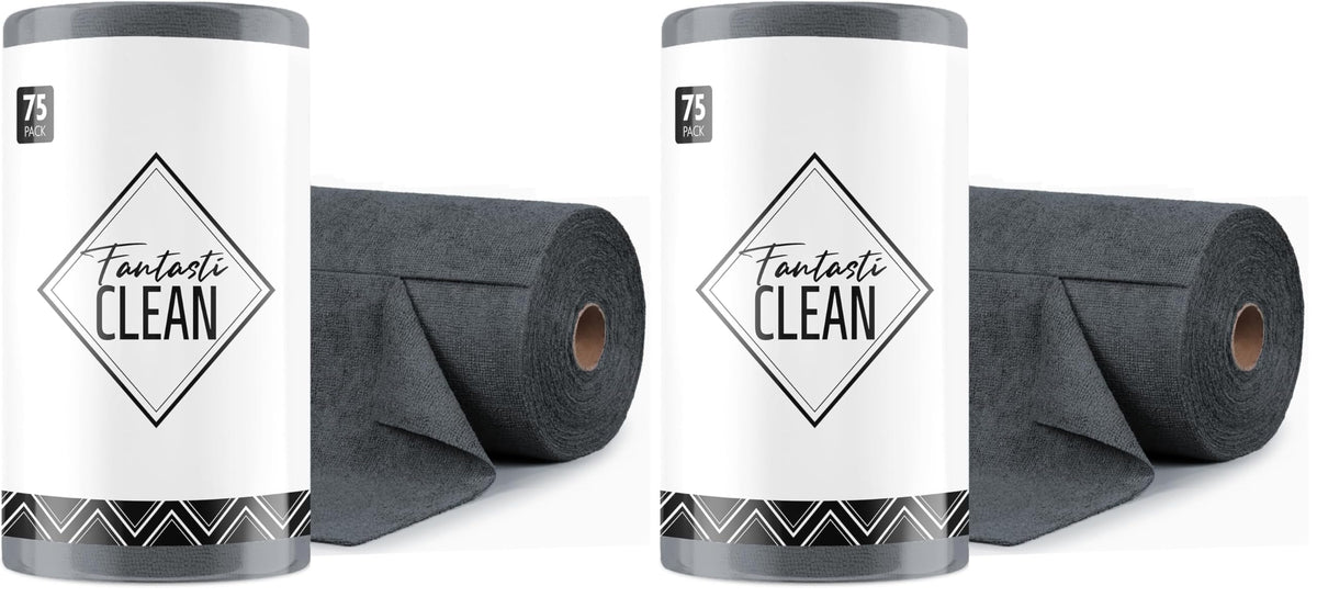 Fantasticlean Microfiber Cleaning Cloth Roll -75 Pack, 12" x 12" (Pink) | Super Absorbent, Lint-free, Tear-away Microfiber Towel Roll, for All-Purpose Cleaning, Reusable Alternative to Paper Towels