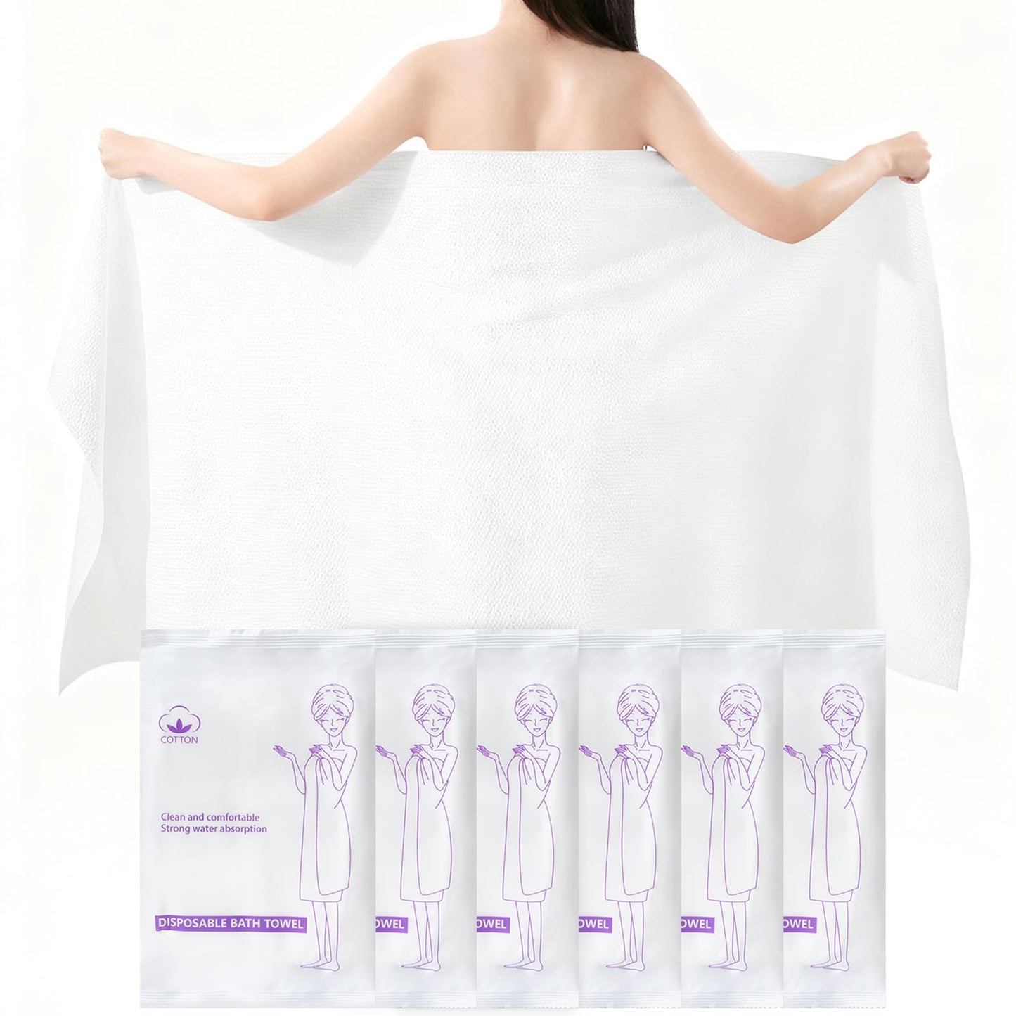 12 Pack Disposable Bath Towels, 55x27.5 Inches Portable Camping Towels | Absorbent, Soft & Hygienic Disposable Body Towels for Camping, Swimming, Beach, Hotel, and Travel