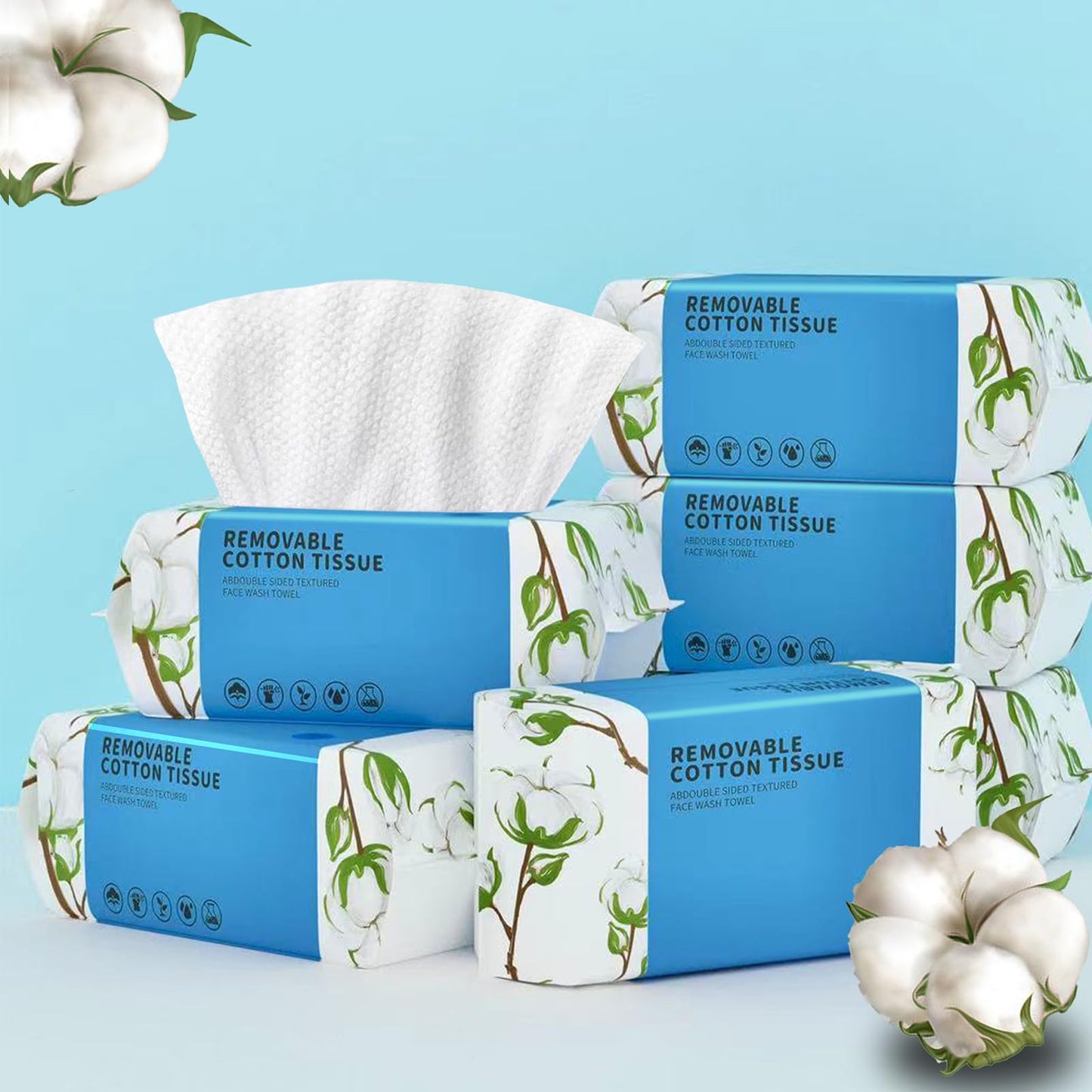 Disposable Face Towel 100 Count, Soft Cotton Clean Skin Face Towels, Dry Wipes Cotton Facial Towels Wash Cloths Tissue Thickened, Disposable Face Towelettes for Cleansing, Makeup Remover and Skincare