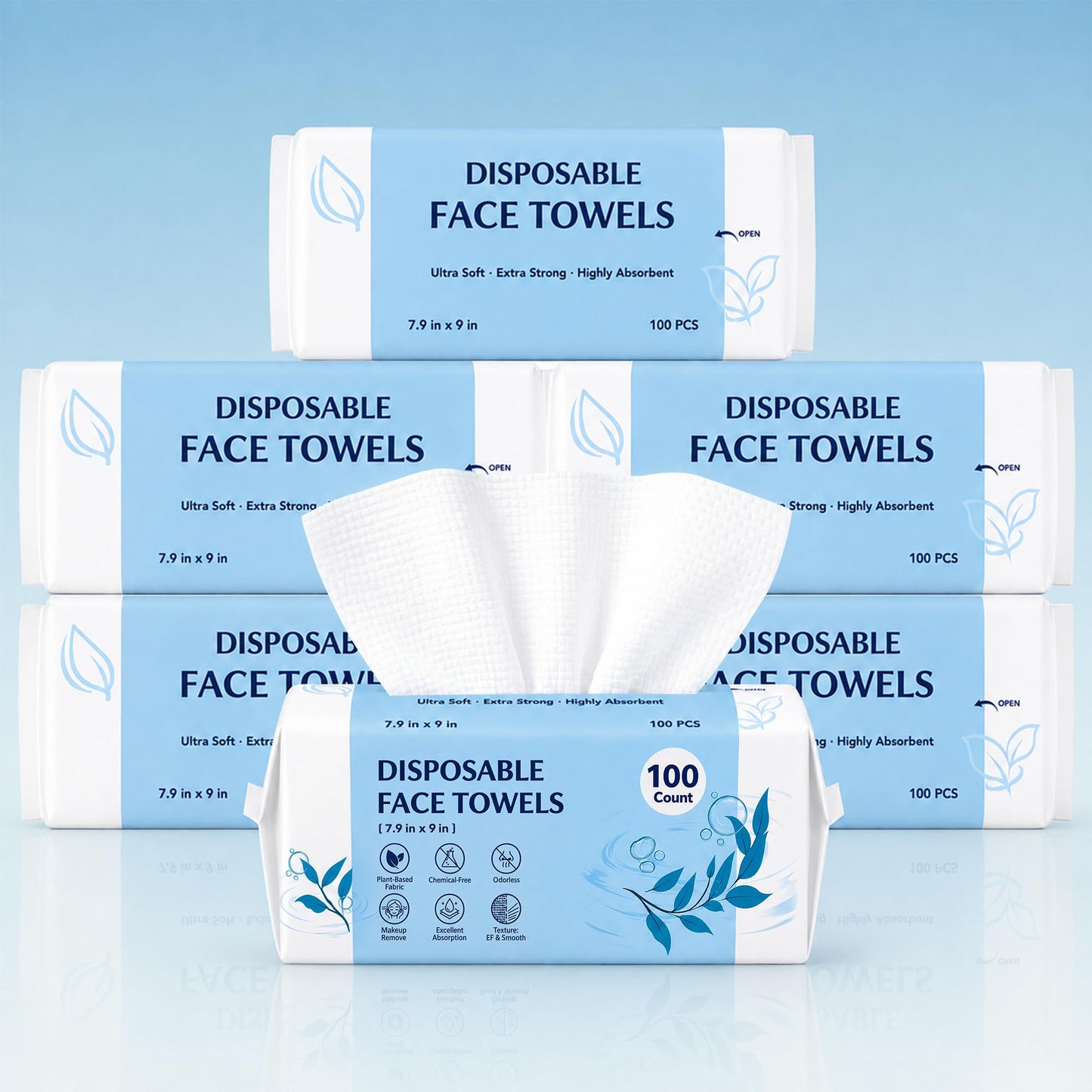 300 Count Disposable Face Towels, Large Size Facial Towels, Weave Texture | Ultra Soft Face Cloths Disposable, Thick Skincare Towels, Biodegradable Dry Wipes for Face Cleansing, Makeup Removal