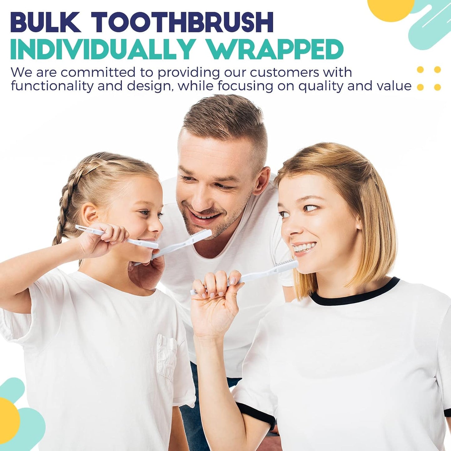Chengu 200 Pcs Toothbrush Bulk Disposable, Individually Wrapped,White | Disposable Toothbrush for Hotels Donations Guests Adults, Individually Wrapped Tooth Brushes with Soft Bristle, Single Use