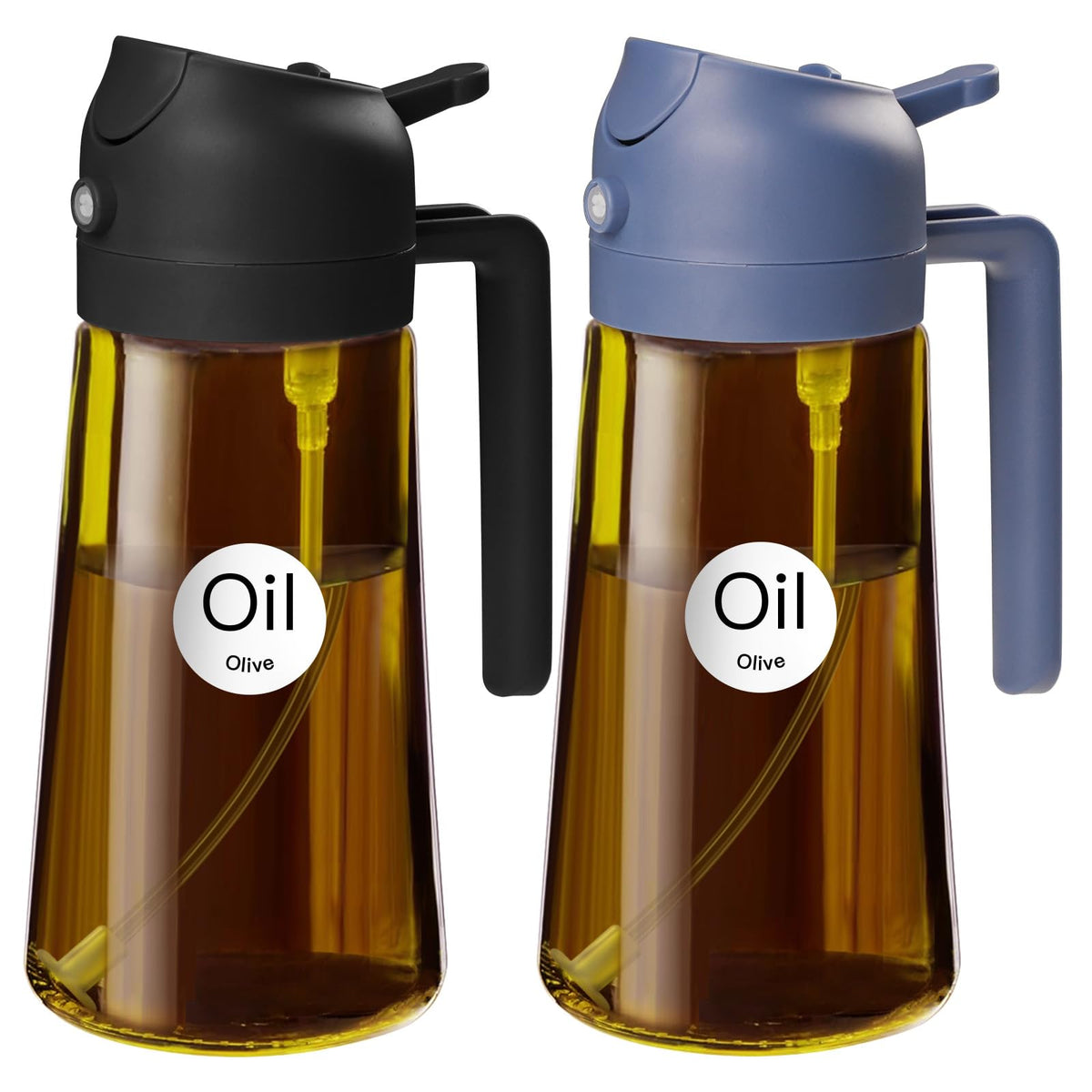 YARRAMATE 16oz/470ml Light Blocking Oil Sprayer for Cooking (Black) | Food-Grade 2 in 1 Olive Oil Dispenser Bottle for Kitchen, Premium Dark Amber Glass Oil Bottle for Air Fryer, BBQ