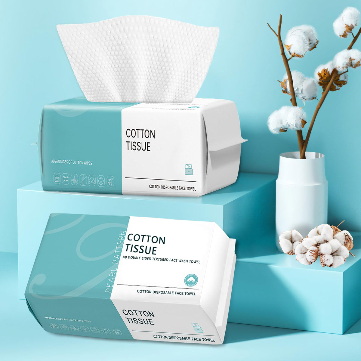 100 Count Disposable Face Towels, Thickened Disposable Washcloths, 1 Pack | Ultra Thick & Lint-Free Facial Tissue, Wet & Dry Use, Ideal for All Skin, Daily Skincare & Makeup Removal