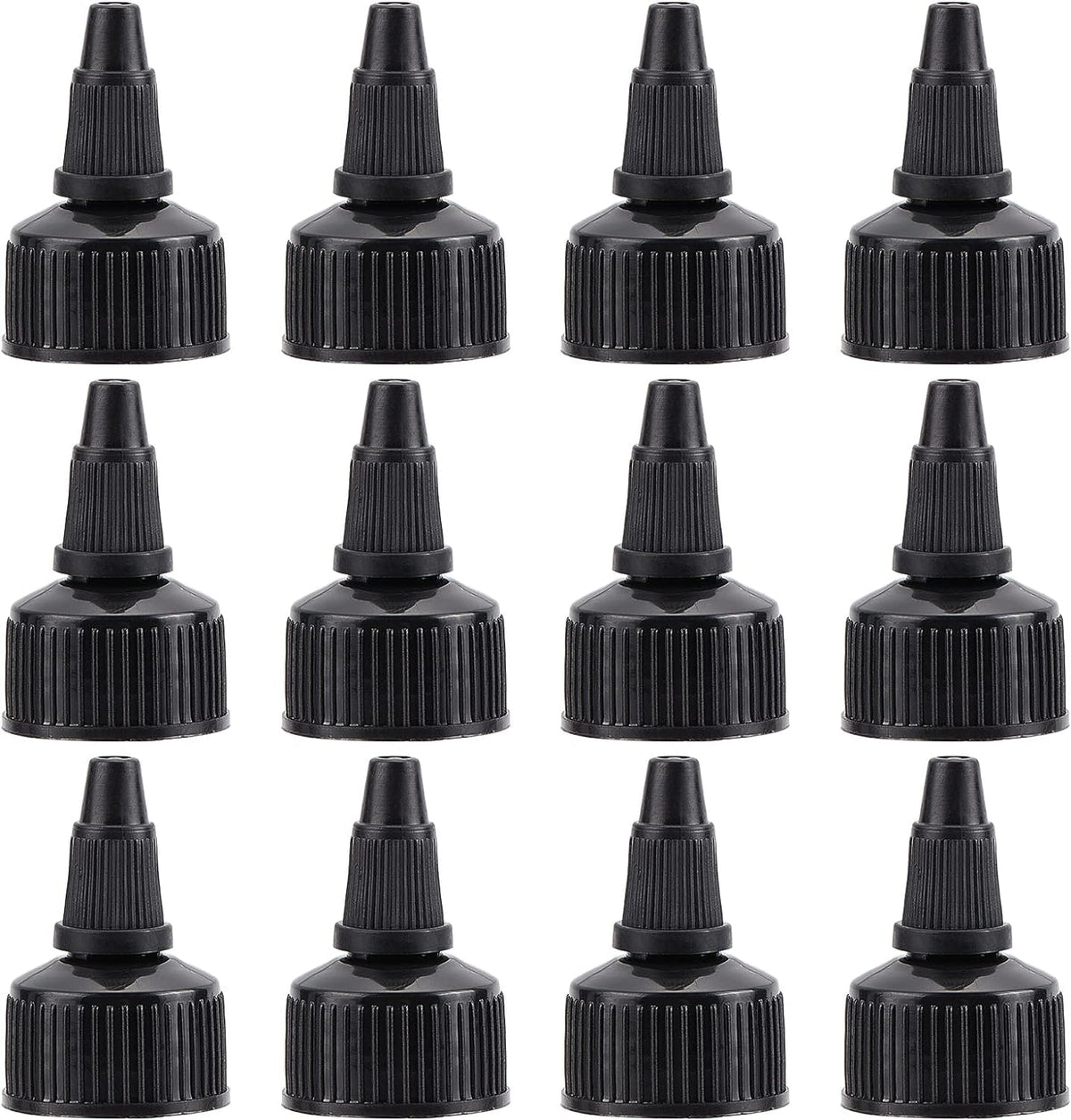 OLYCRAFT 50Pcs 24/410 Plastic Squeeze Bottle Cap Replacement Black Plastic Bottle Squeeze Heads Dispensing Caps for Condiment Bottle Dispensing Bottle Salad Bottle Essential Oil - Inner Diameter: 24mm