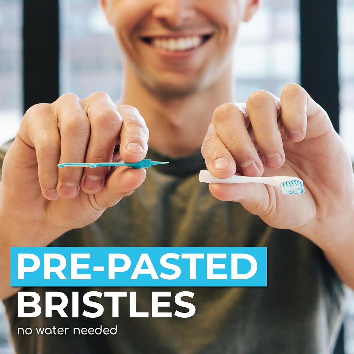 Brushee Disposable Travel Toothbrush, Fresh Mint Prepasted 4-in-1, 24-Pack | Built-In Paste, Brush, Floss & Pick; Soft Bristles, Individually Wrapped; Great for Braces & Aligners; Choking Hazard Under 3