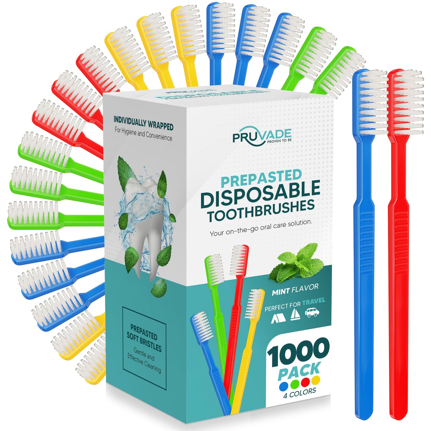 144 Pack Disposable Toothbrushes with Toothpaste - Prepasted Mint | Prepasted Toothbrushes - Individually Wrapped Single Use Waterless Tooth Brush with Soft Bristles for Hotel, Camping, Travel