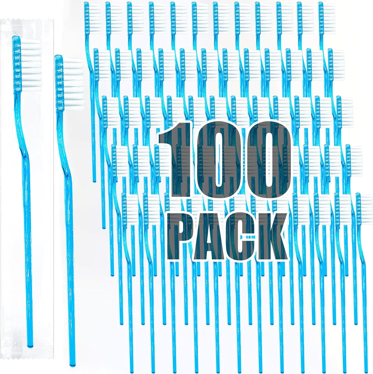 Disposable Toothbrushes with Toothpaste Built in,Mint,100 Pack | Prepasted Toothbrush Individually Wrapped,No Water Needed&No Rinsing,Bulk for Airbnb, Hotels, Camping, Travel,Business Trips