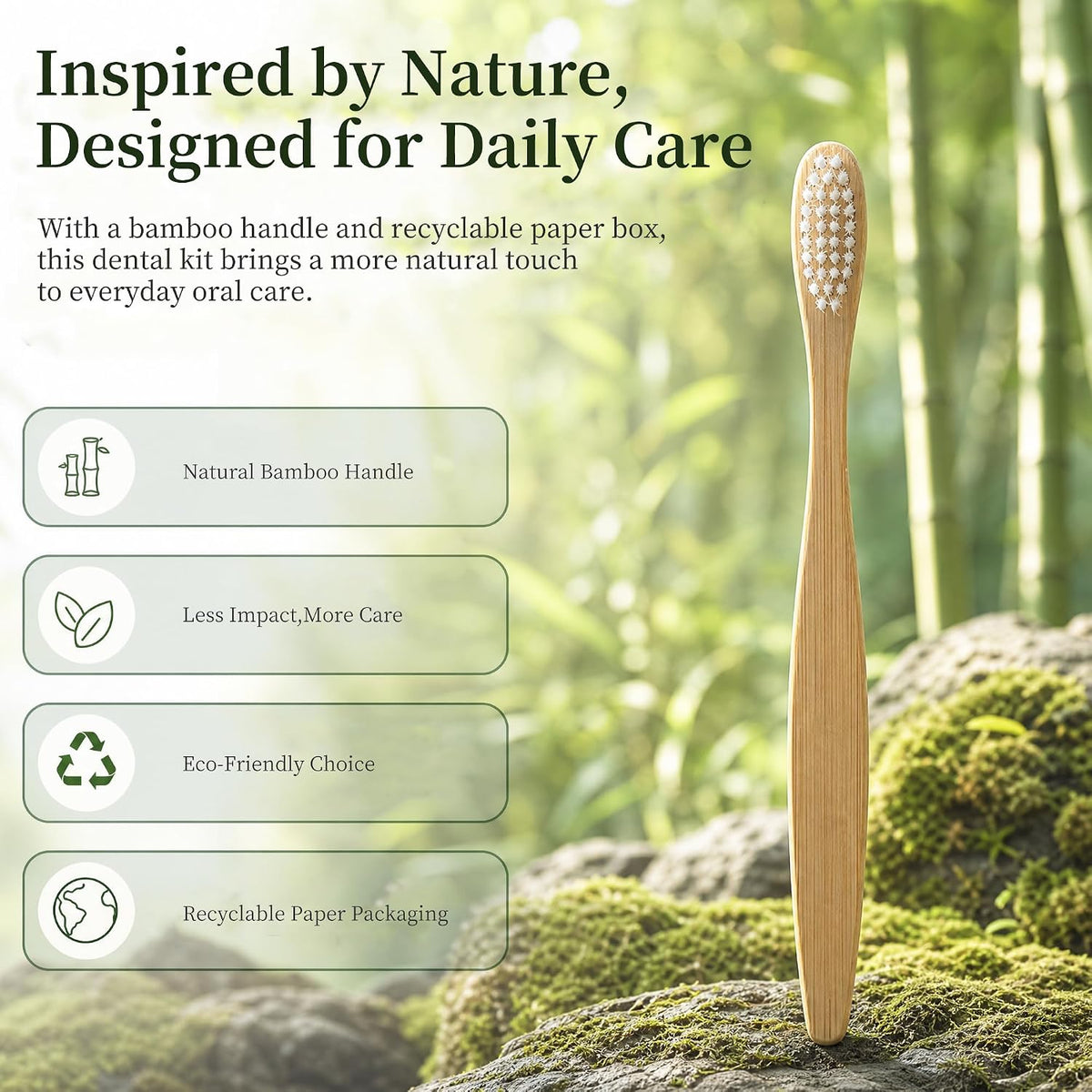 Disposable Travel Toothbrushes with Toothpaste, 10 Individually Wrapped Single Use Bamboo Toothbrush Kits for Trips, Camping, Overnight Stays, Guests and Home Backup