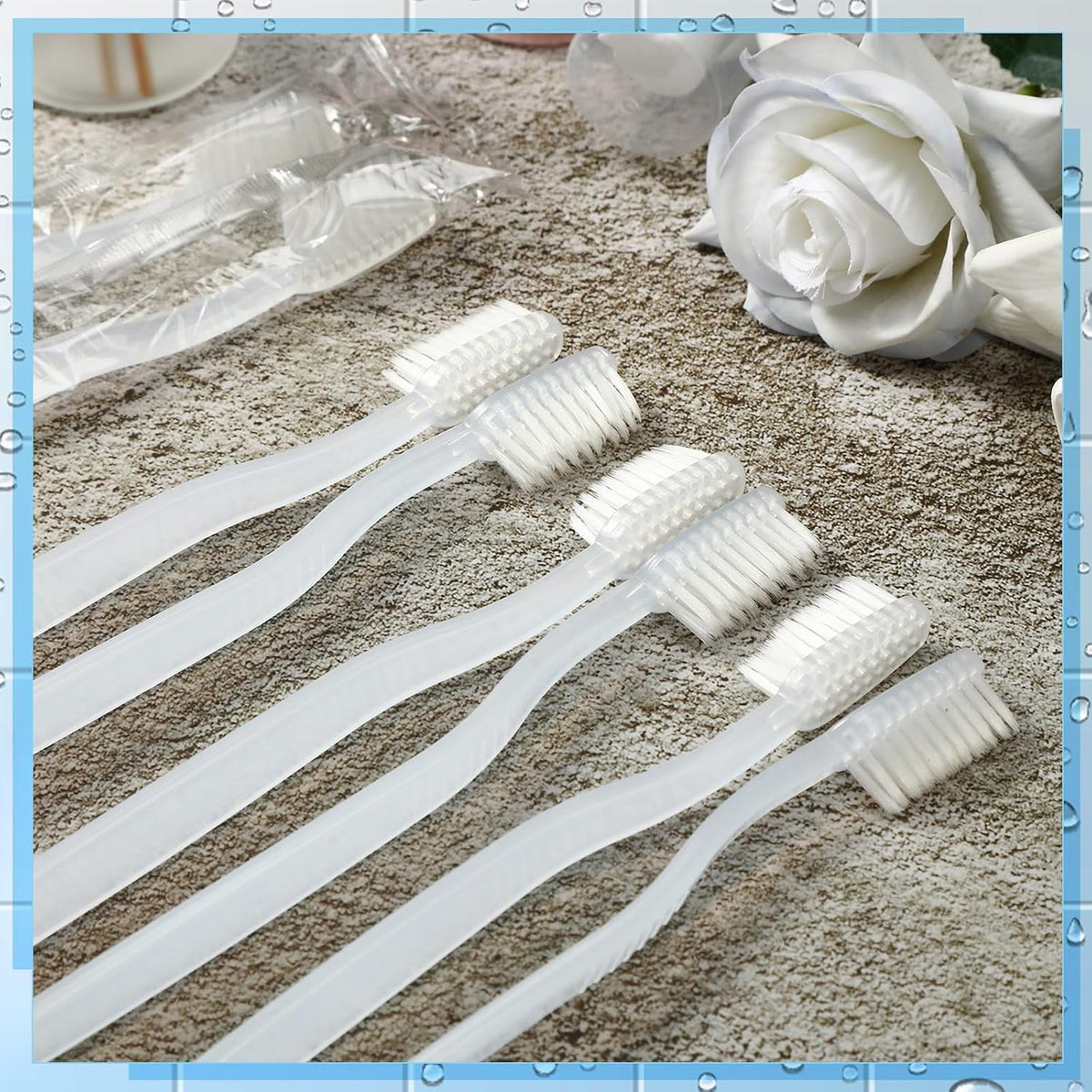 Tioncy 500 Pack Prepasted Disposable Toothbrushes Individual Wrapped Toothbrushes Soft Bristle Travel Toothbrush Single Use Wrapped for Hotel, Camp, Travel and Gift for The Homeless