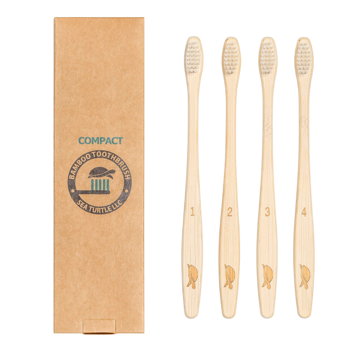 Sea Turtle Plant-Based Bristles, Soft Bamboo Toothbrushes, Individually Sealed for Kids (10 Pack)