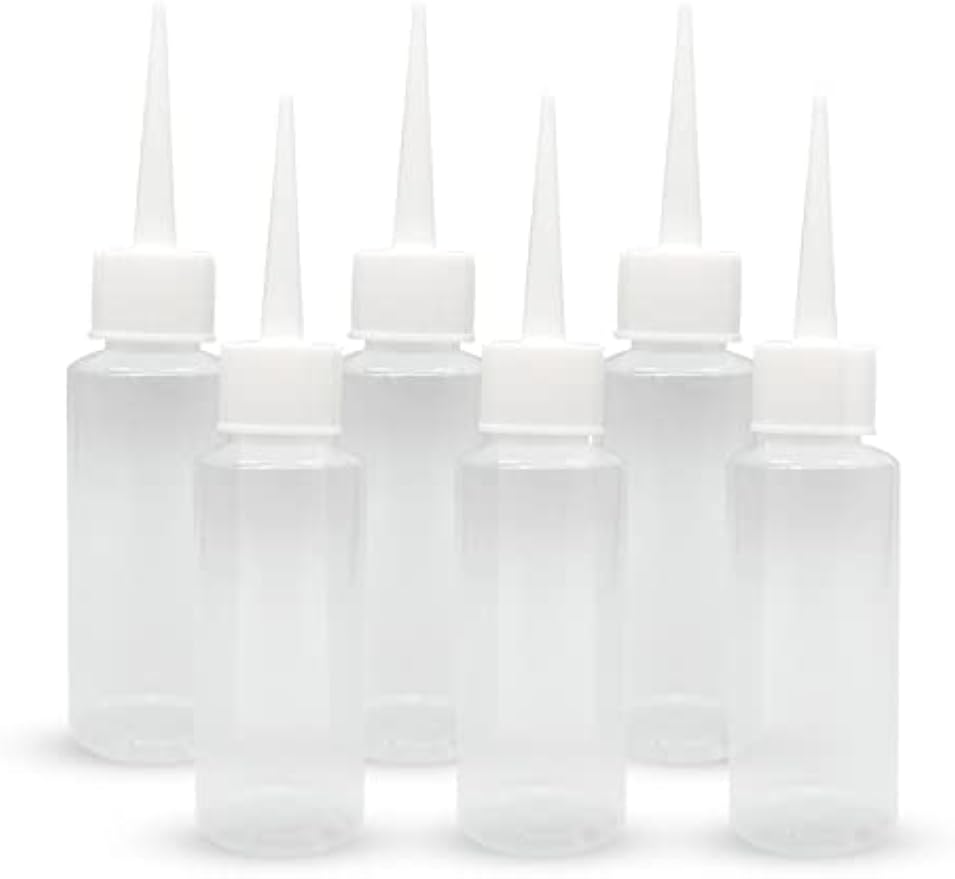 BlingKingdom 6 PCS 50 ml Squeeze Applicator Bottles for Paint, Soft PE | Easy to Fill, Glue Dispenser Bottles with Fine Tip, No Leaks for Liquids, Acrylic Paint Art, Hair Oil