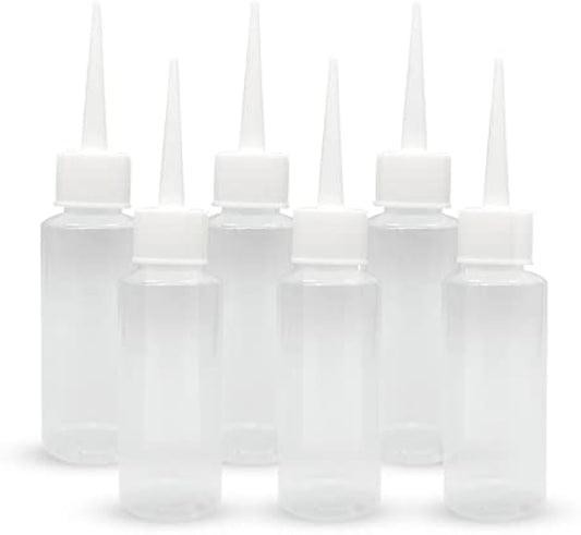 BlingKingdom 6 PCS 50 ml Squeeze Applicator Bottles for Paint, Soft PE | Easy to Fill, Glue Dispenser Bottles with Fine Tip, No Leaks for Liquids, Acrylic Paint Art, Hair Oil