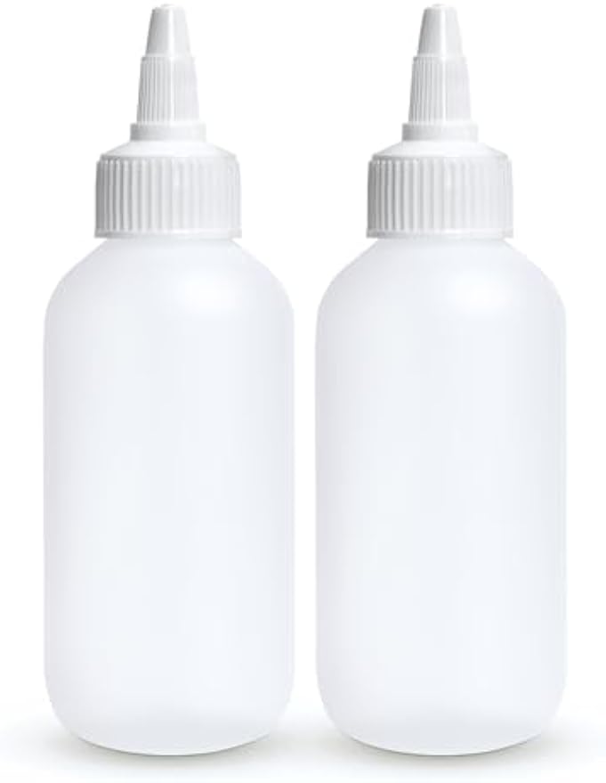BRIGHTFROM Twist Top Applicator Bottles, Squeeze 4 OZ Empty Plastic Bottles, Refillable, Open/Close Nozzle - Multi Purpose (Pack of 2)