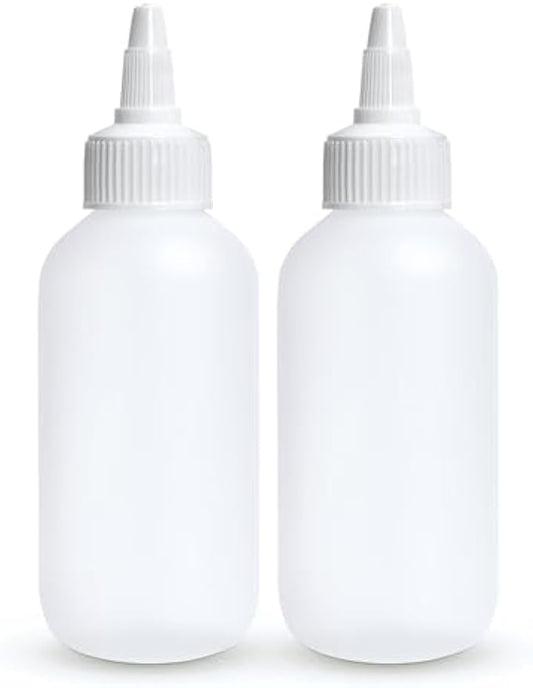 BRIGHTFROM Twist Top Applicator Bottles, Squeeze 4 OZ Empty Plastic Bottles, Refillable, Open/Close Nozzle - Multi Purpose (Pack of 2)