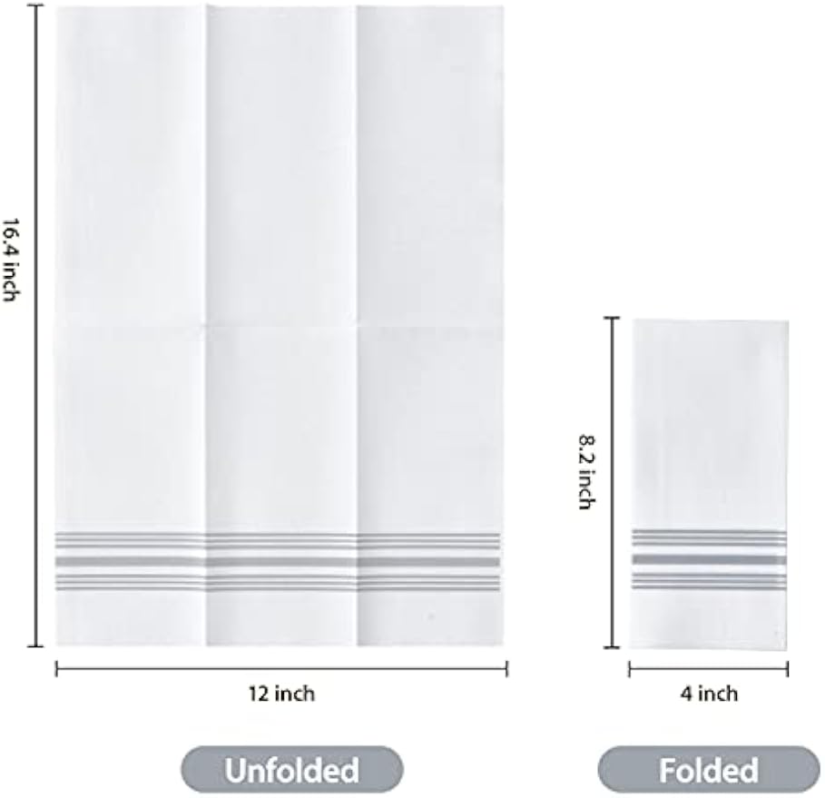 Vplus 150 PACK Guest Towels Disposable Bathroom Napkins, Silver | Soft, and Absorbent, Disposable Paper Hand Towel, Ideal for Dinners, Kitchen, Parties, Weddings, Christmas Party