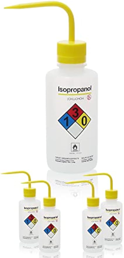 4pcs of Isopropanol Wash Bottles, Vol.500ml (17oz), Narrow Mouth, Self-Venting Safety Wash Bottles, LDPE Material, IN-WBI500
