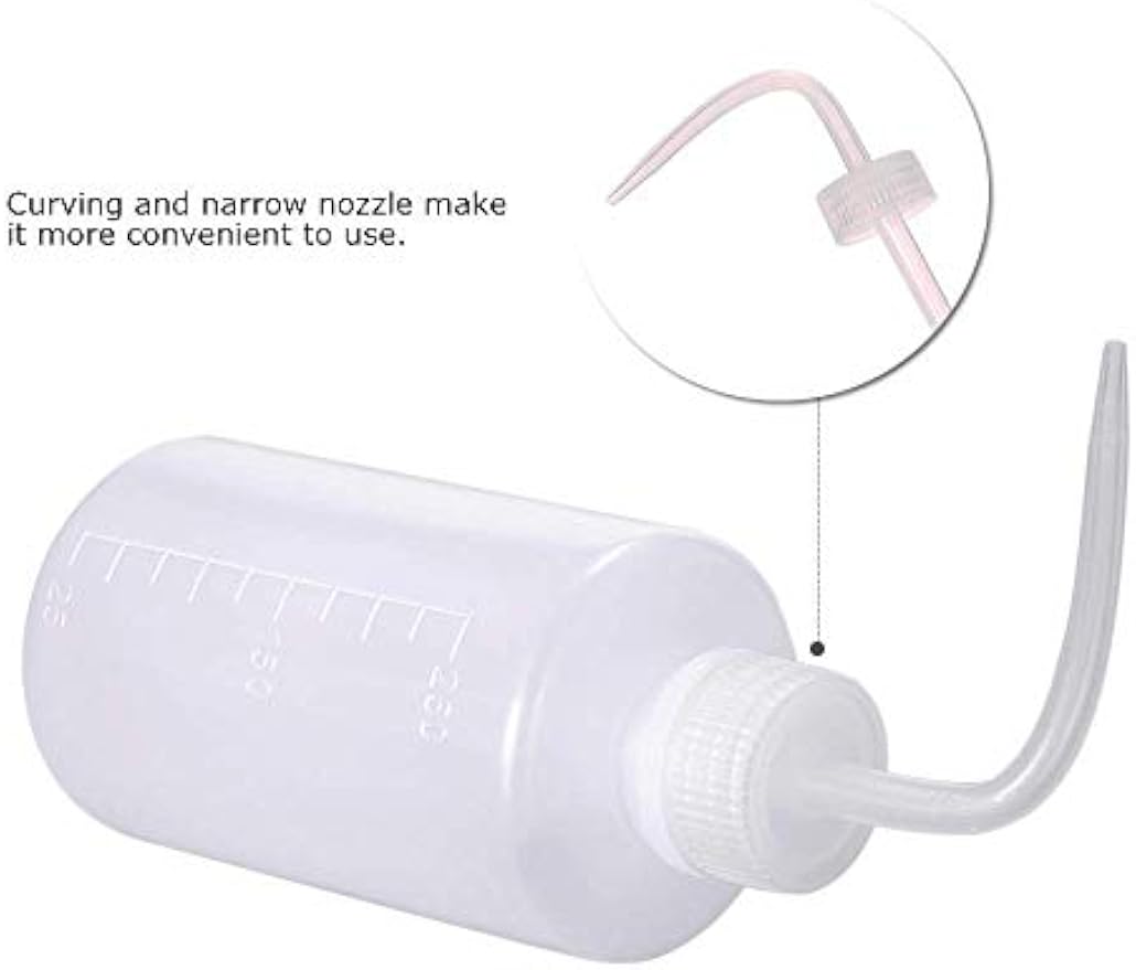 DONSTRAW Wash Bottle 2pcs 250ml/8oz Safety Bottles Watering Tools, Economy Plastic Squeeze with Narrow Mouth Scale Labels for Medical Succulent Cleaning Washing