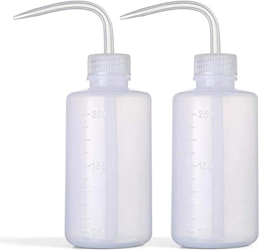 DONSTRAW Wash Bottle 2pcs 250ml/8oz Safety Bottles Watering Tools, Economy Plastic Squeeze with Narrow Mouth Scale Labels for Medical Succulent Cleaning Washing