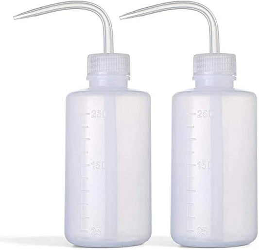 DONSTRAW Wash Bottle 2pcs 250ml/8oz Safety Bottles Watering Tools, Economy Plastic Squeeze with Narrow Mouth Scale Labels for Medical Succulent Cleaning Washing