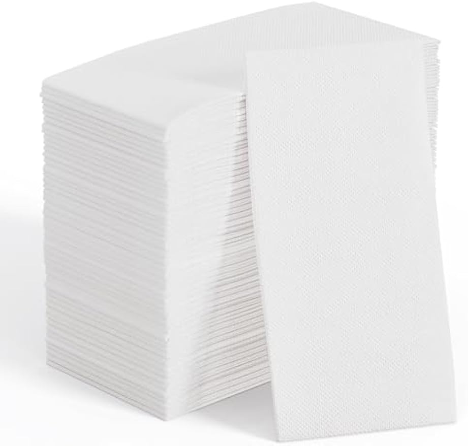 JOLLY CHEF 200 Pack Disposable Paper Napkins, Soft Bathroom Napkins for Guests, 2-Ply White Paper Hand Towels for Halloween, Wedding, Thanksgiving