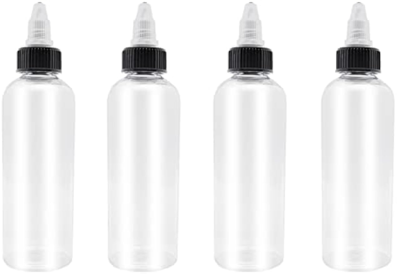 4 Pcs 5oz Dispensing Bottles, Plastic Squeeze Bottles with Twist Top Cap