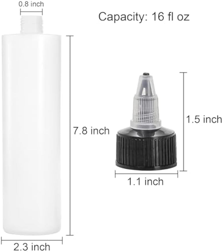 Bekith 12 Pack 16oz Condiment Squeeze Bottles with Twist Top Caps, Empty Squeeze Bottles Plastic Squirt Bottle for Icing, Cookie Decorating, Sauces, Arts and Crafts