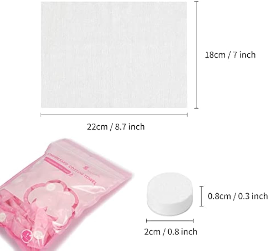 Classycoo Compressed Towels Tablets - Face Towels Disposable, Mini 100 Pack | Soft Individually Wrapped, Cotton, Expands in Seconds, Candy-Shaped, NO-Odor, Facial Washcloths Cleaning/Travel/Camping, Pink