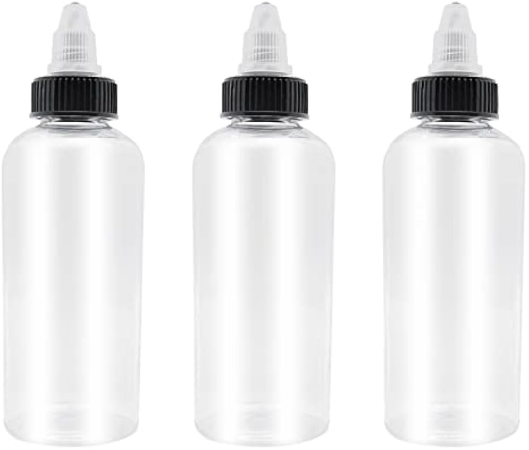 3 Pcs Dispensing Bottles, 8oz Plastic Squeeze Bottles with Twist Top Cap